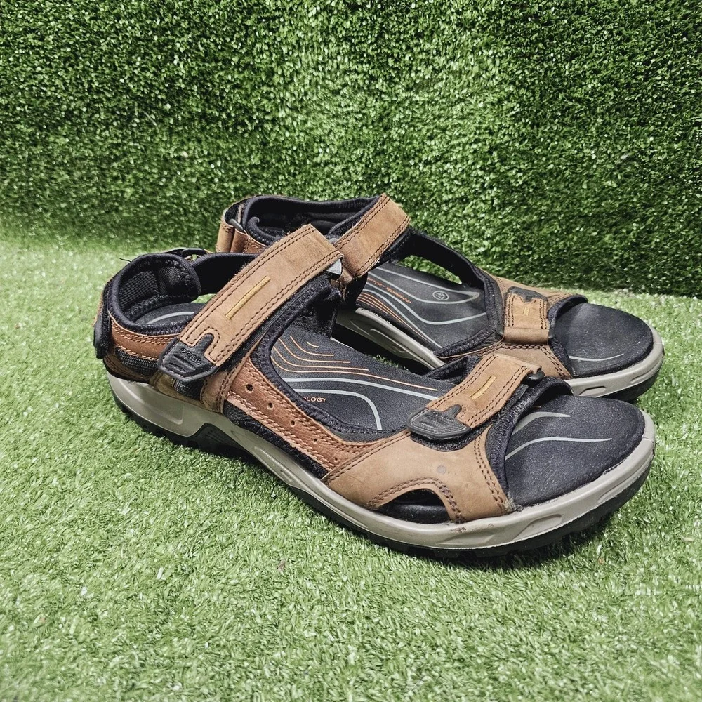 Ecco Yucatan Brown Leather Strappy Athletic Outdoor Hiking Sandals Mens 47 US 13